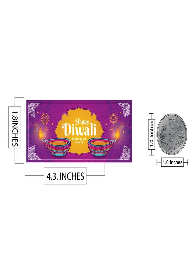 D2C Happy Diwali Stickers - Festival of Lights Decorative Labels | 4.3x1.8 Inch Gift Wrap Stickers | Deepavali Diya Design for Indian Festival Celebration | Pack of 72 Self Adhesive Stickers - Image 2
